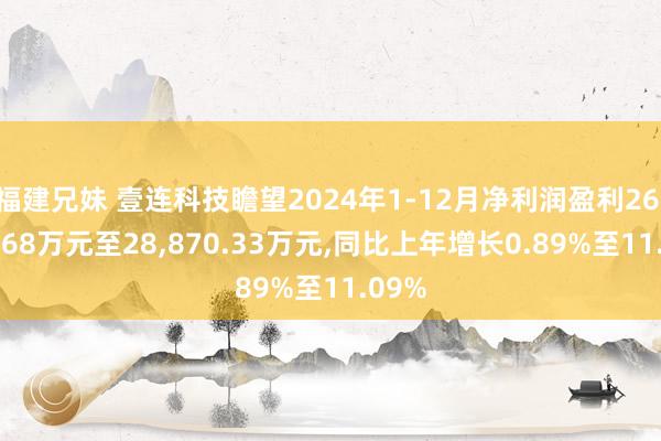 福建兄妹 壹连科技瞻望2024年1-12月净利润盈利26，221.68万元至28，870.33万元，同比上年增长0.89%至11.09%