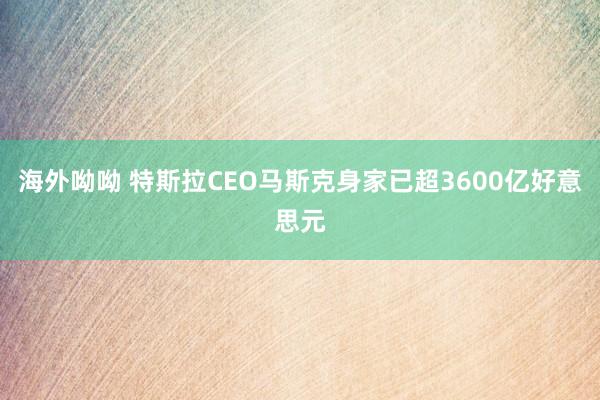 海外呦呦 特斯拉CEO马斯克身家已超3600亿好意思元