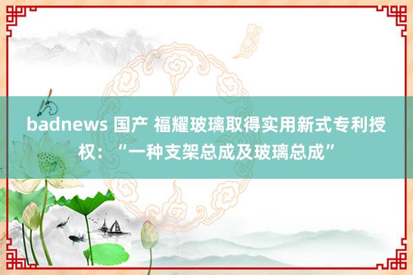 badnews 国产 福耀玻璃取得实用新式专利授权：“一种支架总成及玻璃总成”